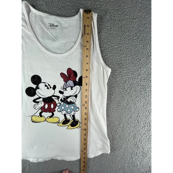 Disney Mickey & Minnie Mouse Shirt Tank Top Womens Medium White Cotton Graphic - Picture 6 of 10